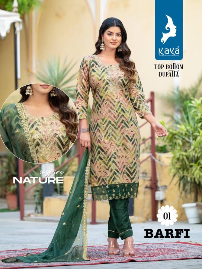 Kaya Barfi Chanderi Model Readymade Suits Catalog